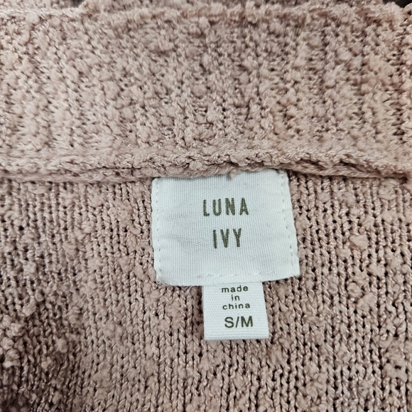 Luna Ivy Dusty Rose Long Open Front Knit Cardigan Size Small Medium Women's - Picture 6 of 7